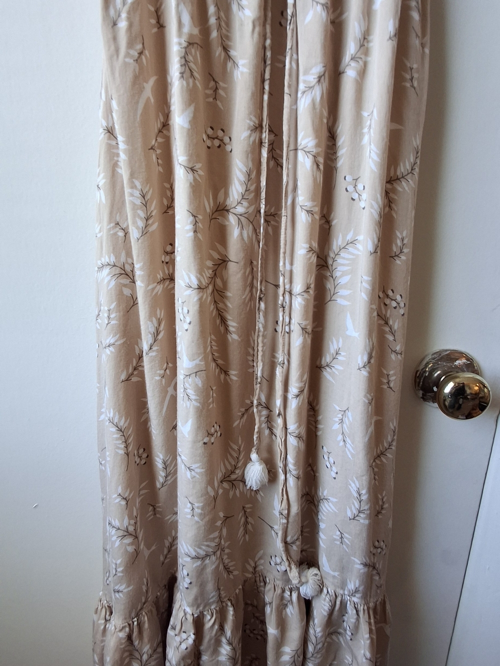 Beachgold Light Beige Floral/bird Button-Front Sundress - Picture 6 of 9